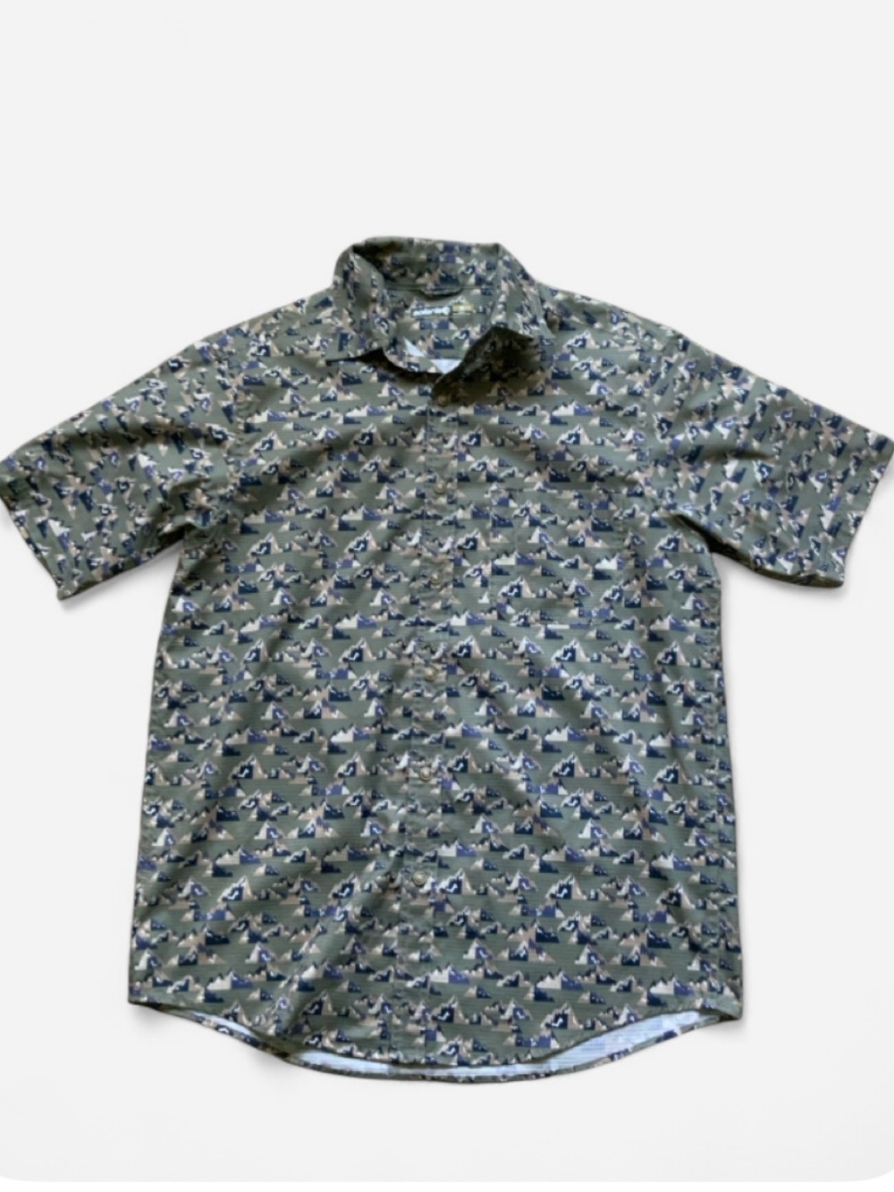 Solaris Mountain Print Button Down Shirt Men's Small
